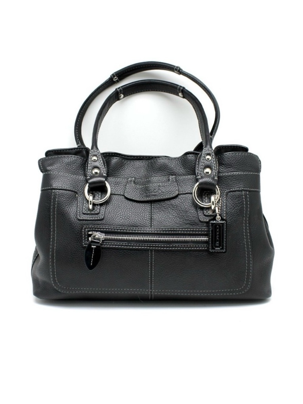 COACH Penelope black pebbled leather handbag.